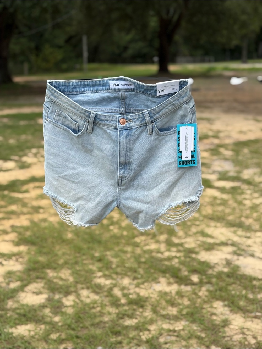 YMI Light Blue Distressed Cutoff Denim Shorts